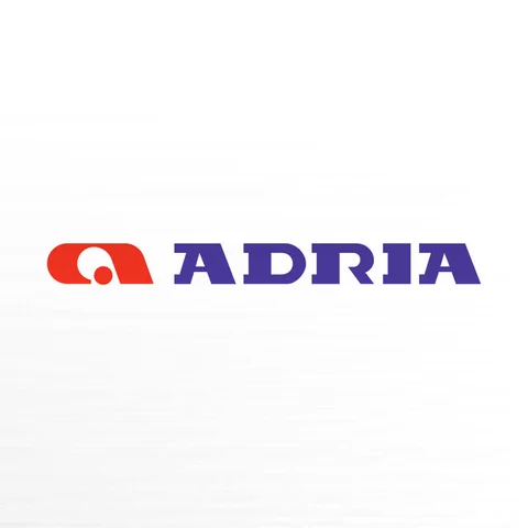 Adria-logo in rood en donkerblauw