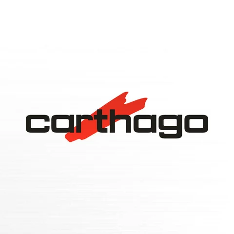 Carthago-logo in zwart met rode streep