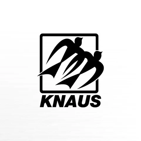 Knaus-logo met vogels in een kader, zwart