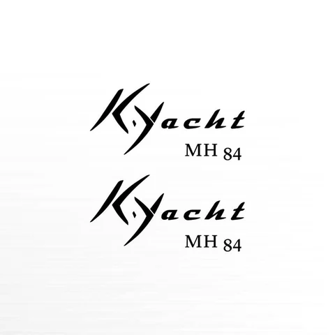 Twee K-Yacht MH 84 typestickers in zwart