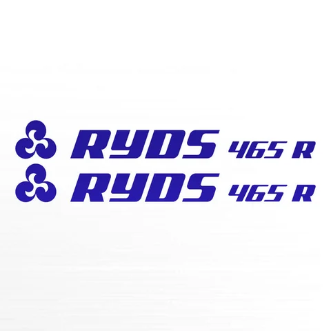 Twee Ryds 465 R-logo’s in donkerblauw