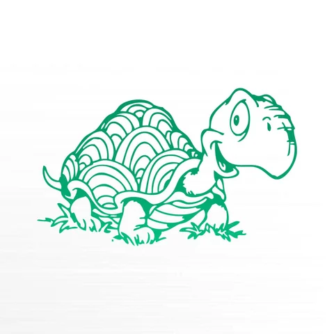 Lachende schildpad in groene lijnen