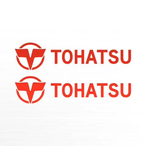 Twee Tohatsu-logo’s in rood