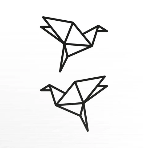 Twee vogels in lijnen, als gevouwen papier