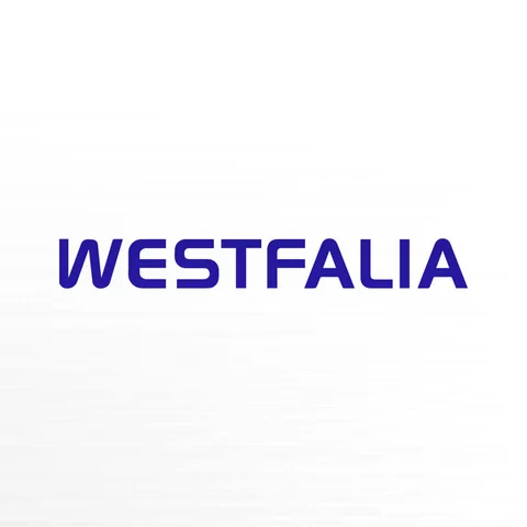 Westfalia-woordmerk in donkerblauw